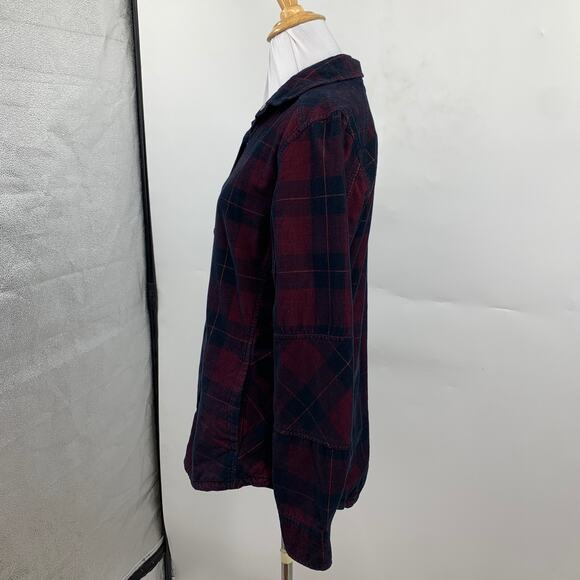 Prana Shirt Women S Small Plaid Long Sleeve Corduroy Snap Buttons Flannel Top - Picture 5 of 13